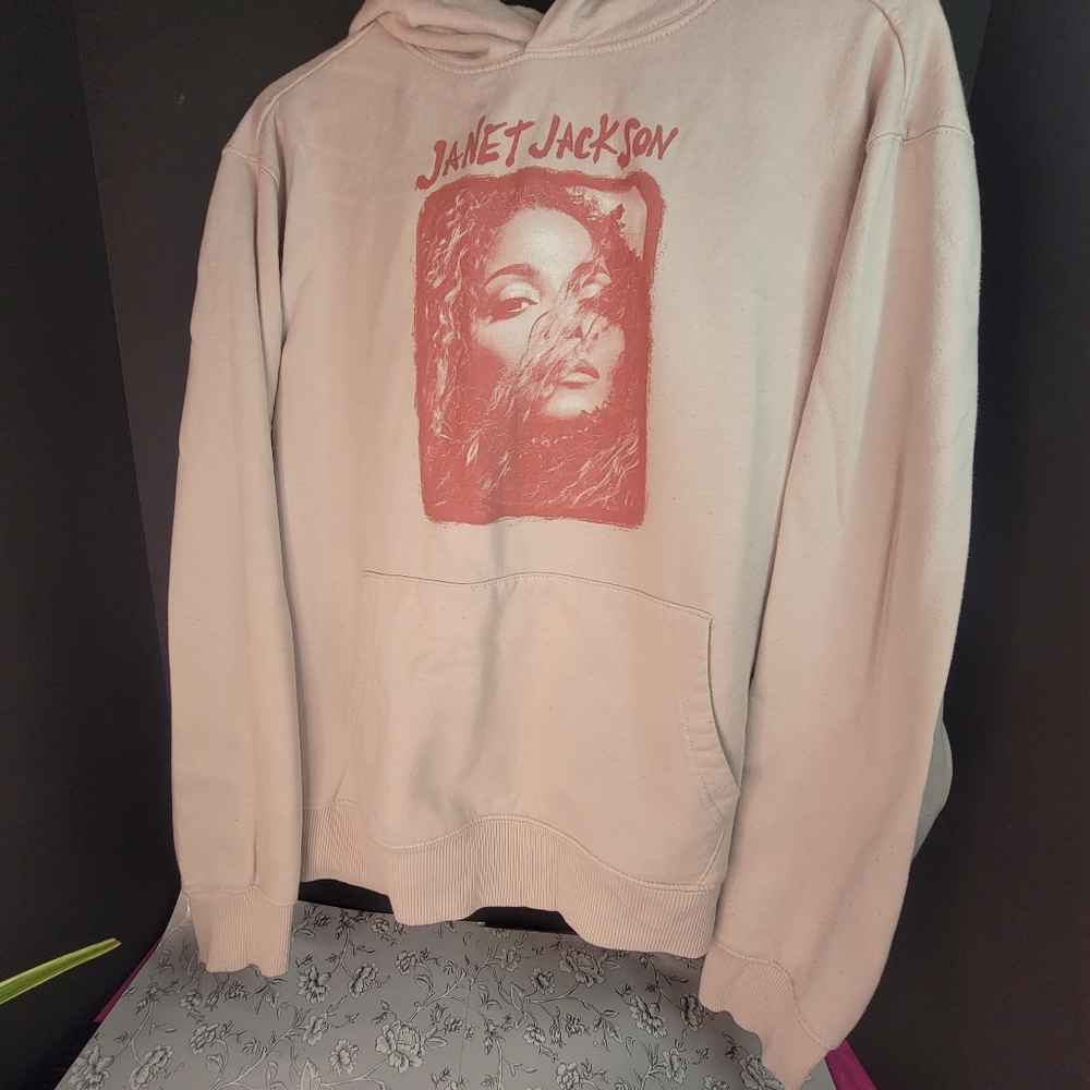Janet Jackson Sweatshirt Women's Size Medium Hooded Long Sleeve Pullover